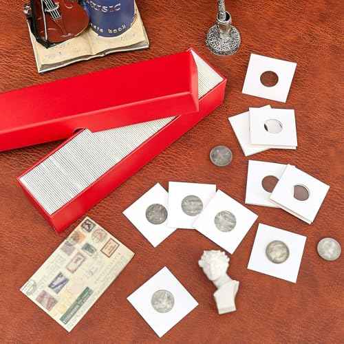 Teling 16 Pcs Coin Storage Box 2x2inch Flip Holders Collectors Coin Supplies Holders for Cents Collection Cardboard (Red)