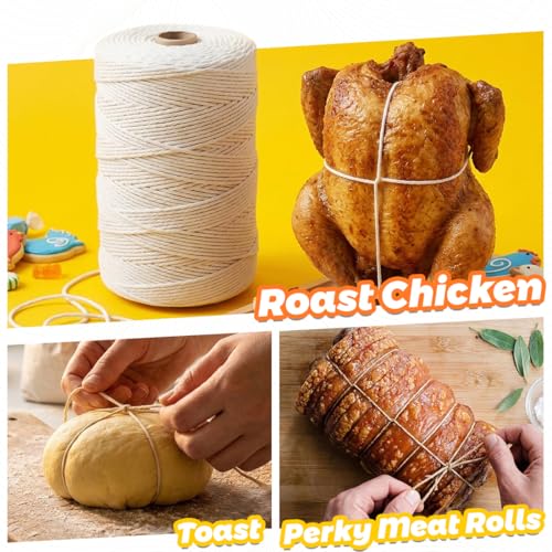 Natural White Cotton Cooking Twine 400 Feet Food Grade Butcher String for Kitchen Baking & Crafts