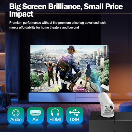 Geylnxng Q6 Mate Wireless Mini Projector 4K Support with WiFi 6 & Bluetooth, Portable 17-130 Inch Screen