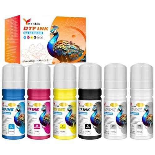 Auto-Fill DTF Ink No Sediment DTF Transfer Ink for Epson ET-8550/ET-8500 Printers, Direct to DTF Film Heat Transfer Ink Conversion Kit (100ml x 6, 2Wh+CMYK)