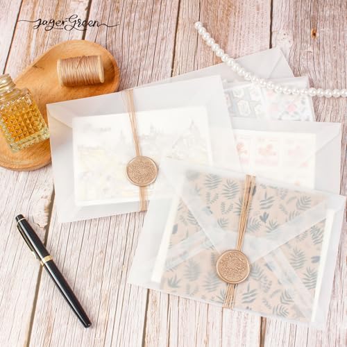Translucent 5x7 Vellum Envelopes - 50 Pack, A7 Glassine Paper, Pre-Folded