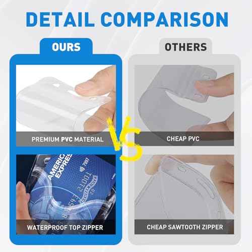 Vertical ID Badge Holders with Soft Edge (Sealable Fits 4x6 Inch Insert) (50 Pack), Waterproof Passport ID Card Holder, Name Tag Holder, Name Badge Holders, Zipper Plastic Badge Holder