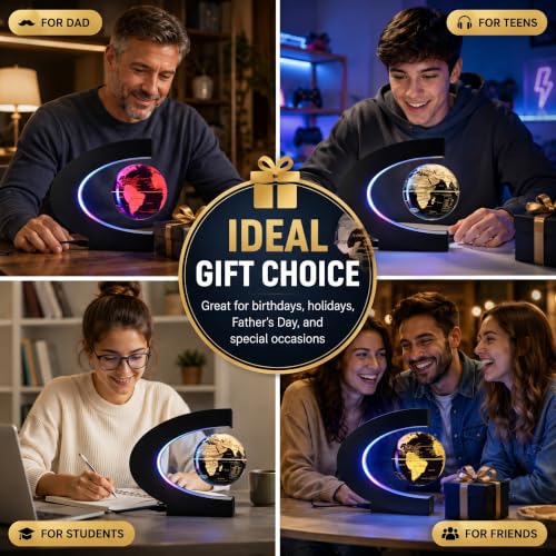 KAIMC Black Glow Color-Changing Magnetic Levitation Globe with LED Lamp - Kids & Office Decor