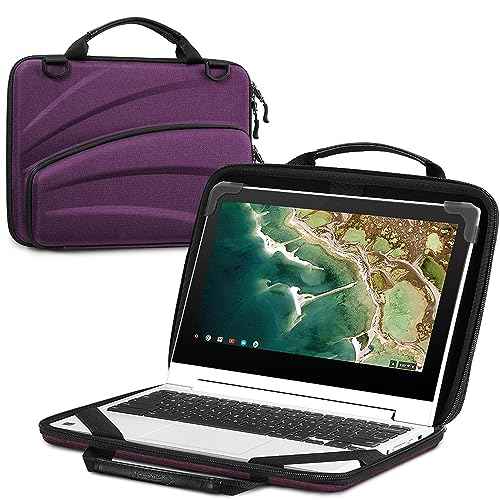 FINTIE 11-11.6 Inch Chromebook Sleeve Case - Protective Briefcase Shoulder Bag with Accessory Pouch for Up to 11.6" Laptop Notebook Ultrabook, Purple