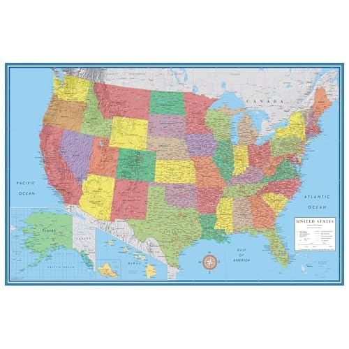 24x36 United States, USA Classic Elite Wall Map Mural Poster (Paper Folded)