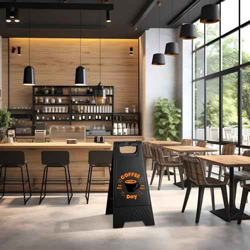 3 Pack A Frame Sign, Sandwich Board Signs with Black Dry Erase Surface, Double Sided & Heavy Duty, Portable Folding Sidewalk Sign Dry Erase Poster Board for Outdoor Restaurant Cafe Shop Menu (Black)