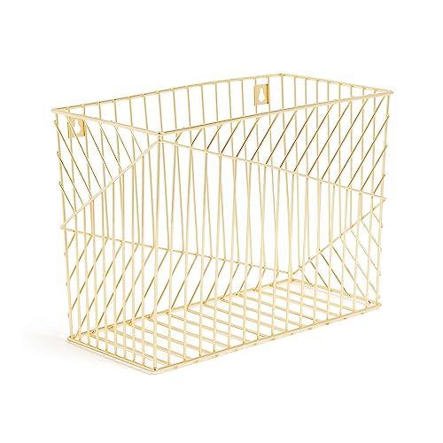 U Brands Metal Hanging File Organizer, Letter Size, Desktop Accessory, Vena Collection, Gold