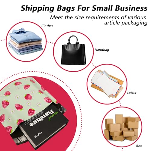 Vapulcio Strawberry Self-Seal Poly Mailers 10x13 Inch, 25 Pack - Perfect for Shipping & Packaging
