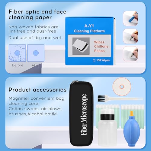 BAOSHLA 14-in-1 Fiber Optic Cleaning Kit with Microscope & Connector Tools