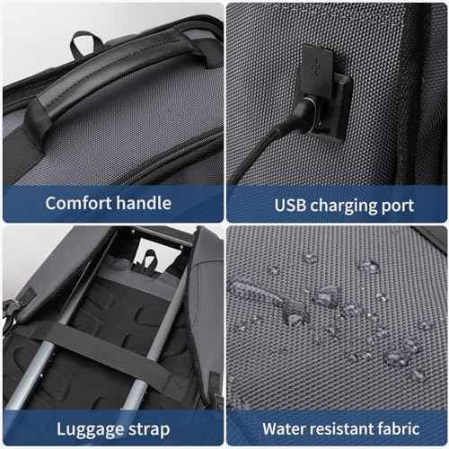 NOBLEMAN 20L Best Work Backpack Men, 1680D Fabric Heavy Duty Scratch Resistant Professional Business Office Laptop Backpack with USB Charging Port, Dry Wet Separation Backpacks 16 Inch Laptop (Gray)
