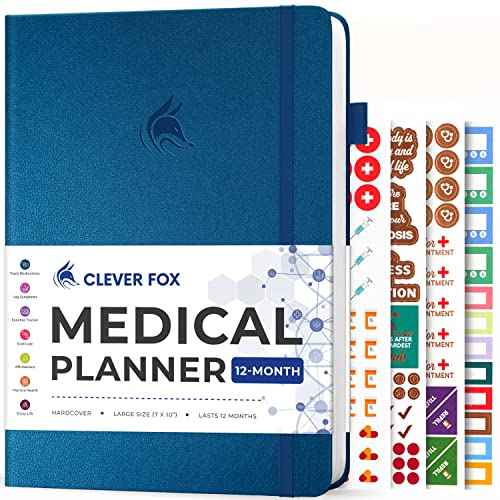 Clever Fox Large Medical Planner 12-Month ? Medical Notebook, Health Diary, Wellness Journal to Track Health ? 12 Months, 7x10.5¡È (Mystic Blue)