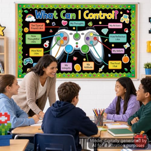 OBUSATT Video Game Bulletin Board Set Back to School Classroom Decorations - Growth Mindset & Mental Health Cutouts