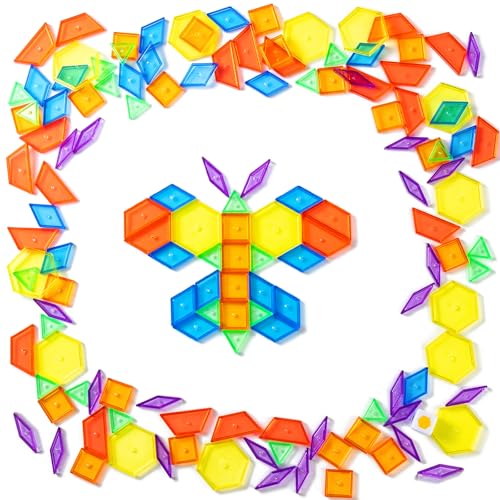 128 Translucent Geometric Shape Blocks Set for Light Table Educational Toys