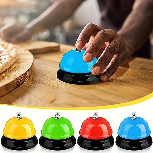 Hicarer 4 Pack Metal Desk Call Bells - 3 Inch Service Bells for Hotel Restaurant Office