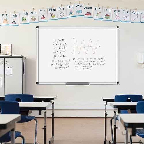 VIZ-PRO Dry Erase Board/Whiteboard, 36 X 24 Inches, Wall Mounted Board for School Office and Home