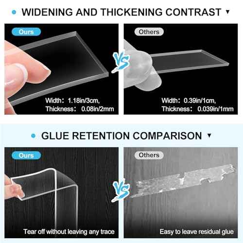 Double Sided Tape Heavy Duty,(19.69 FT,2Rolls) Strong Nano Tape Double Sided Mounting Tape,Multipurpose Clear Adhesive Tape Picture Hanging Strips,Removable Sticky Tape for Poster Walls Decor Carpet