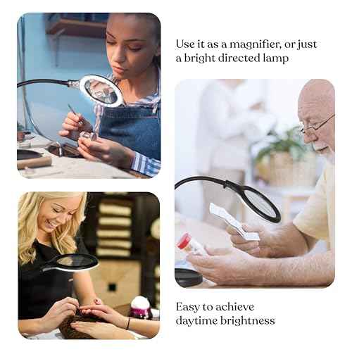 Brightech LightView Pro Flex 2 in 1 Magnifying Desk Lamp, 2.25x Light Magnifier, Adjustable Magnifying Glass with Light for Crafts, Reading, Close Work
