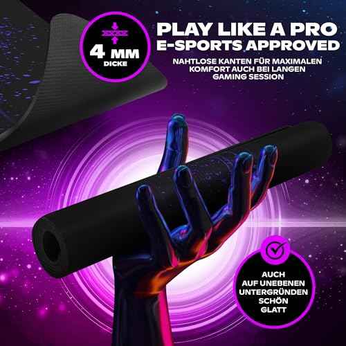 BEASTCOM Hero X2000 Gaming Mouse Pad, Purple - XL Mousepad 36"x 12" Large Mouse Pad - Thick Cloth Desk Mat for Keyboard and Mouse - Non Stitched Edges & Anti Sweat Design
