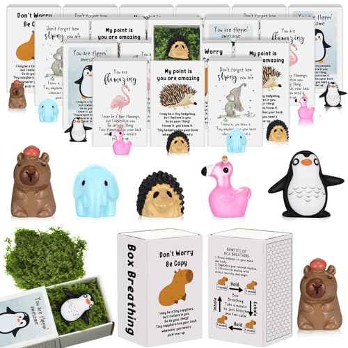 Employee Appreciation Gifts Bulk Coworkers Desk Pets Mini Thank You Gifts for Rad Tech Staff Nurse Practitioner Emotional Support Cute Resin Ornaments Card Box(25 Set,Capybara)
