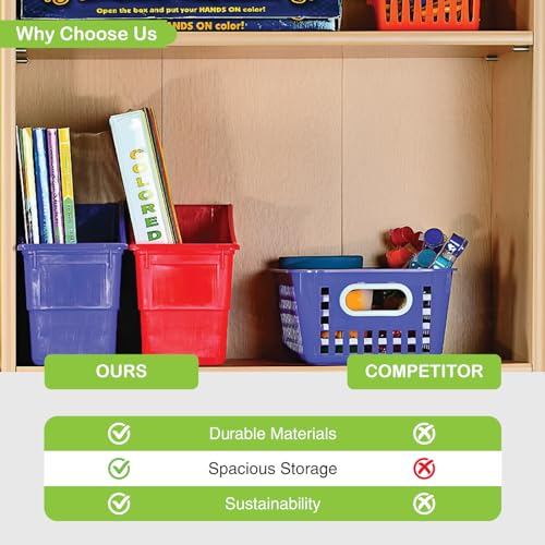Multi-Color Magazine Holder Bins - 6 Pack Classroom & Office Organization