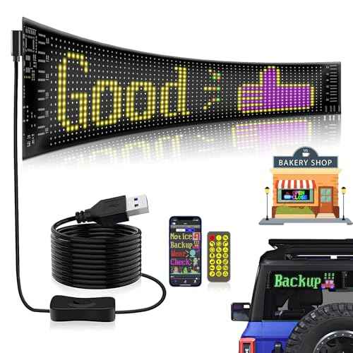 Programmable LED Sign, Scrolling Bright Advertising Display, 20x64 Flexible LED Matrix Panel, Bluetooth APP Control for Custom Text & Animation, for Car, Bar, Shop, Outdoor Advertising (14x4¡±)