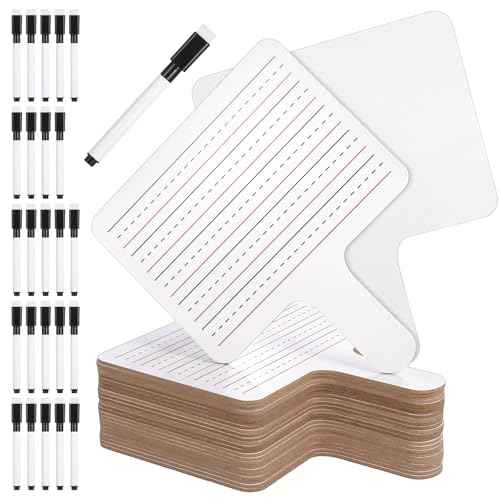 25 PCS Dry Erase Paddles with Markers, Dual-Sided Handheld Whiteboard, Dry Erase Sign with Blank and Lined Sides, Writing Drawing Whiteboard, Auction Paddles for Classroom Interaction, Game, Vote
