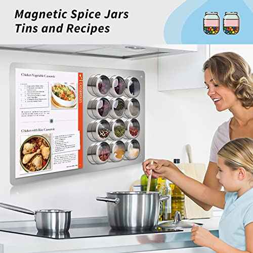 2Pack Magnetic Board,17.1" x 11.8" Magnet Display,for Magnets and Bulletin Board,Suitable for Wall, Refrigerator, Compartment, Cabinet etc,Comes with Dual Lock Tape for Easy Hanging (Silver)