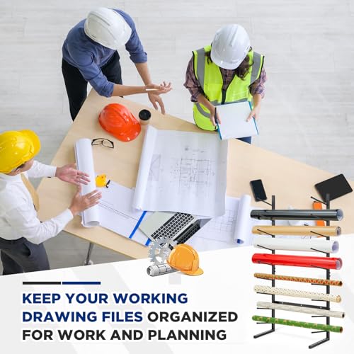 Gisafai Wall Mount Blueprint Storage Rack Hanging Vinyl File Roll Poster Display Rack Vertical Art Print Blueprint Holder for Plan Organization (44 x 21 x 11 Inches)