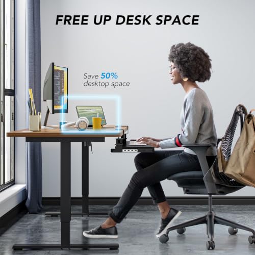 AX WABER Black 32.5 x 11-Inch Under-Desk Pull-Out Keyboard Tray with Clamp Mount System