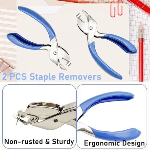 TDYBASE 2-Pack Staple Remover, Ergonomic Blue - Quick & Easy Paper Quicker, Office/School