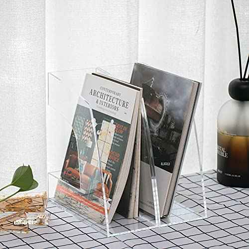 Mouchoi Magazine File Holder Transparent, Stylish Hollow Out Folder Holder, Acrylic File Folder Organizer, 2 Pack