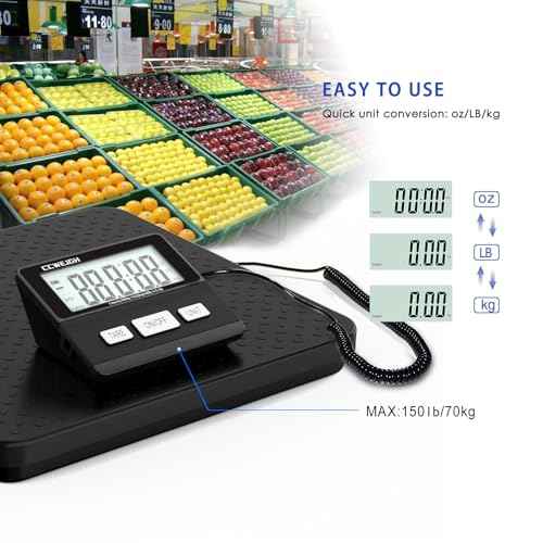 Digital Shipping Scale with Weight Indicator, 440lb/1.76oz, for Small Business, parcels, Home, Luggage, etc., Digital Postal Scale with AC Adapter and LCD Digital Display.