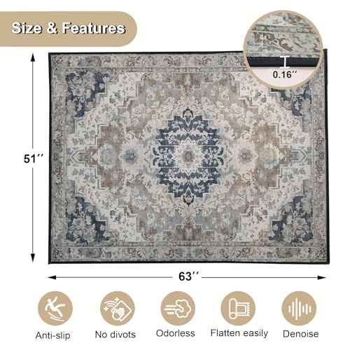 Office Chair Mat for Hardwood Floor, 51x63 inches Heavy Duty Desk Chair Mat for Hard Wood, Non-Slip Tile Floors Protector for Computer Chairs