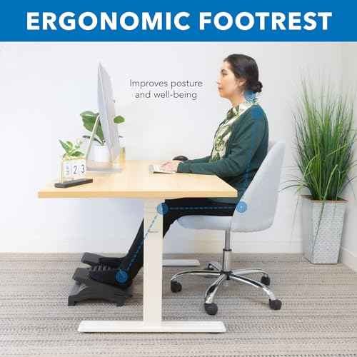 Mount-It! Ergonomic Footrest, Tilt Adjustable Individual Platforms, Height Adjustable Foot Rest with Massage Surface, Under Desk Foot Stool for Office, Leg Support and Improved Posture, Black