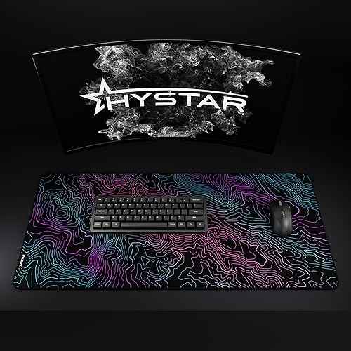 Hystar¢ç Extended Gaming Mouse Pad | XXL 36" x 16" | 5mm Thick, Waterproof Surface, Smooth Polyester Fabric, and Natural Rubber Base | Dreamy Topo (Dark)