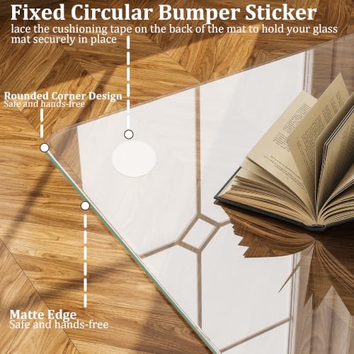 30x48 in Tempered Glass Chair Mat - Heavy-Duty Clear Glass, 0.2" Thick, 27 lb, 1200 lb Capacity, Anti-Slip Pads, Easly