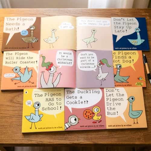 Kids Pigeon Book Set by Mo Willems - 9 Paperback Early Reader Collection