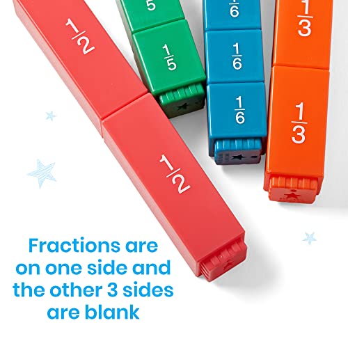 hand2mind Rainbow Fraction Tower Cubes - Montessori Math Manipulatives for 4th Grade, Elementary, Set of 51 - Math Materials