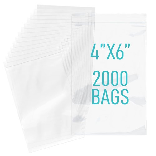 Clear Poly Bags by [Brand Name] - 2000 Pcs 4x6 Inch Reclosable Zip Bags for Jewelry & Small Business Packaging