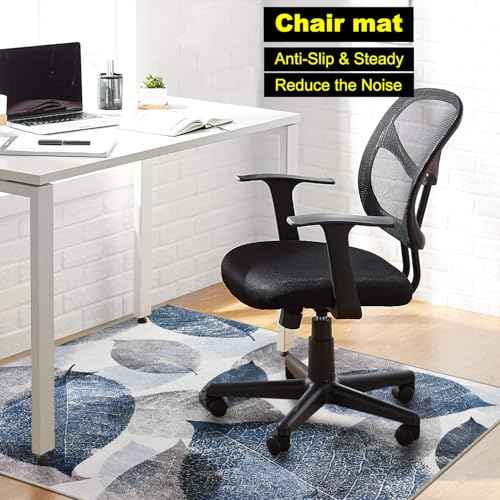 Office Chair Mat for Hardwood Floor & Low-Pile Carpet,60¡°*48¡±Highly Premium Quality Under Desk Mat, Desk Chair Mat for Carpet - 3.86lbs Anti-Slip Carpet Chair Mats Blue Leaf