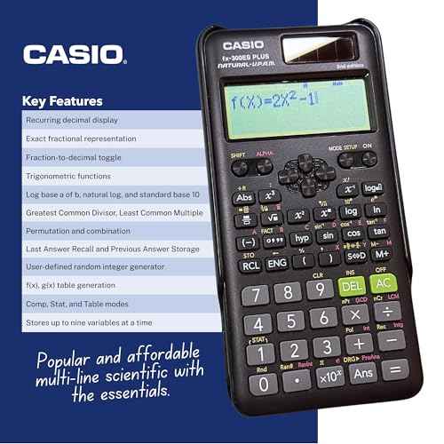 Casio fx-300ES Plus 2nd Edition ? Standard Scientific Calculator | 262 Functions, Natural Textbook Display? | Ideal for Middle School, High School Math, Statistics & Algebra | Black
