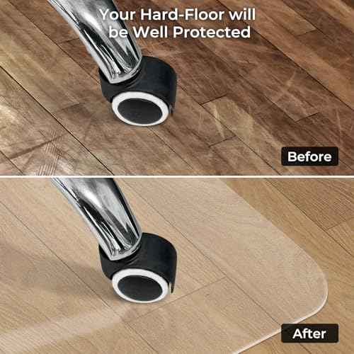 Chair Mat for Hard Wood Floors - Heavy Duty Floor Protector - Easy Clean (47''¡¿59'')