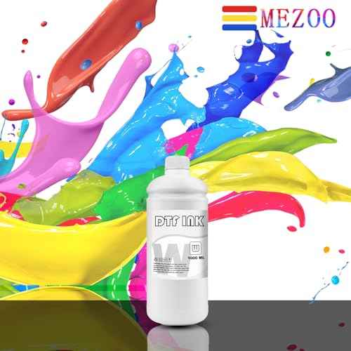 MEZOO DTF White Ink 1000ml Premium DTF Ink for Film Heat Transfer Printing Compatible for DTF Printers with Printhead L1800 L805 XP15000 R1390 4720 I3200 XP600 DX7 DX5 5113