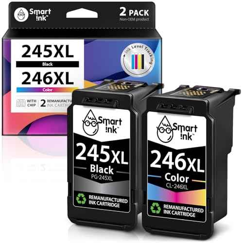 Smart Ink Remanufactured Ink Cartridge Replacement for Canon 245 245XL 246 246XLto use with Pixma MG2522 MX490 TR4520 MX492 MG2522 TR4520 TS3122 MG3022 Printers (Black & Color Combo Pack)