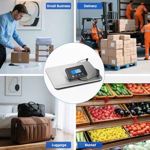 440lb Luggage Scale Accurate to 0.35oz, Heavy Duty Digital Shipping Package Weight Scale with LCD, Tare/Hold, USB & Battery Powered, for Father's Day, Small Business, Warehouse & Home Use