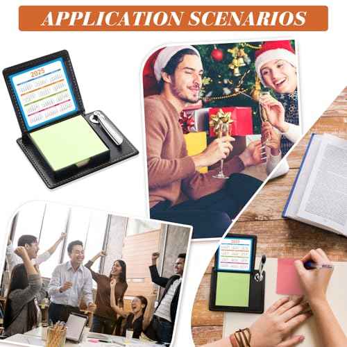 Tenceur 20 Pcs Christmas Appreciation Sticky Note Holder Gifts Bulk, Inspirational Thank You Sticky Note Holder, PU Leather Memo Box with Calendar for Women Men Emoloyee Coworkers Office Team