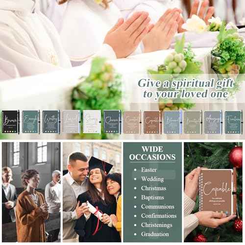 Kosiz 24 Sets/48 Pcs Christian Gifts Bulk Religious Prayer Journal Inspirational Scripture Notebooks with Bible Pen Christmas Church Gift for Women Men Grandparents Pastor Sunday School (Boho Color)