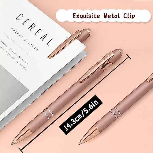 Stylus Pens for Touch Screens, 6 Pack Rose Gold Inspirational Pens, 1.0mm Medium Point BallPoint Pens, Cute Pens Nurse Gifts Office Supplies for Women (Motivational, 6 Pcs Rose Gold)