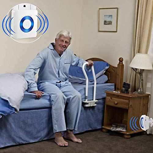 EverNary Caregiver Pager Indoor Motion Sensor Alarm Room Bed Alarms and Fall Prevention for Elderly Dementia Patients/Mailbox Alert Device for Home (2 Pager+1 Sensor)