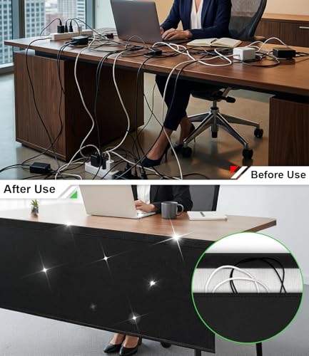 Under Desk Privacy Panel with Table Cable Management, 60in Black